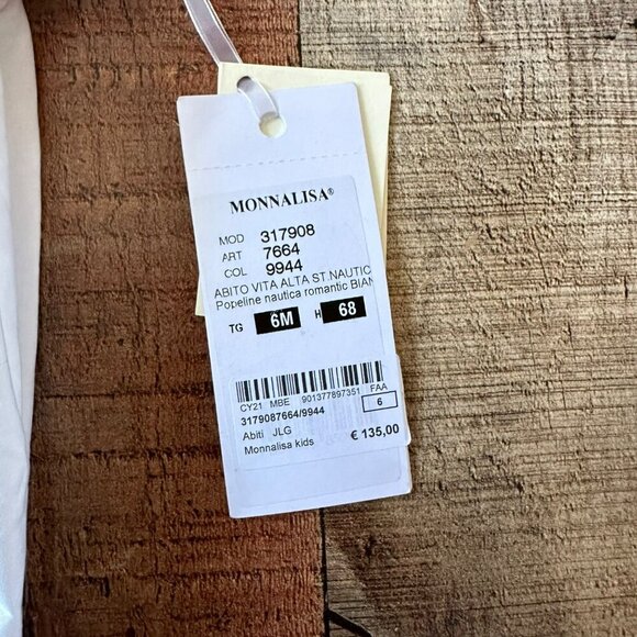 Monnalisa Toddler Girls Nautical Print Dress 6M With Red & White Stripes Rope - Picture 3 of 9